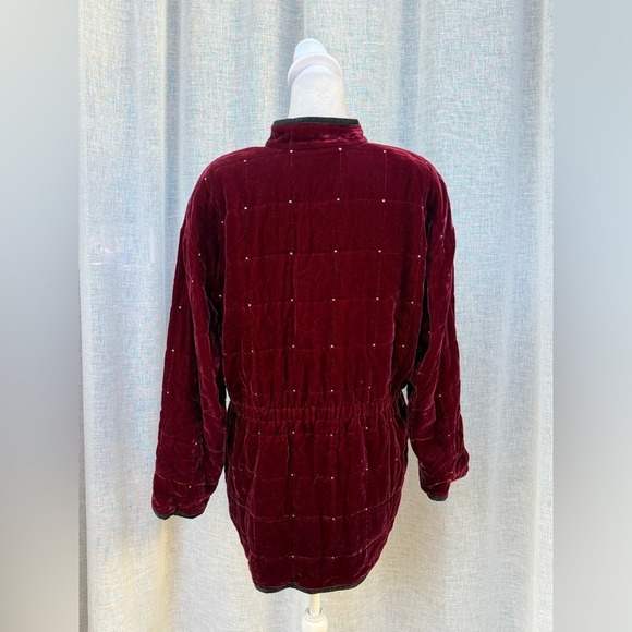 Escada by Margaretha Ley burgundy velvet parka coat jacket - Picture 3 of 5